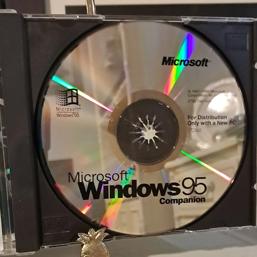 Microsoft Windows 95 and Office CD Set - Silver, Black, and Blue
